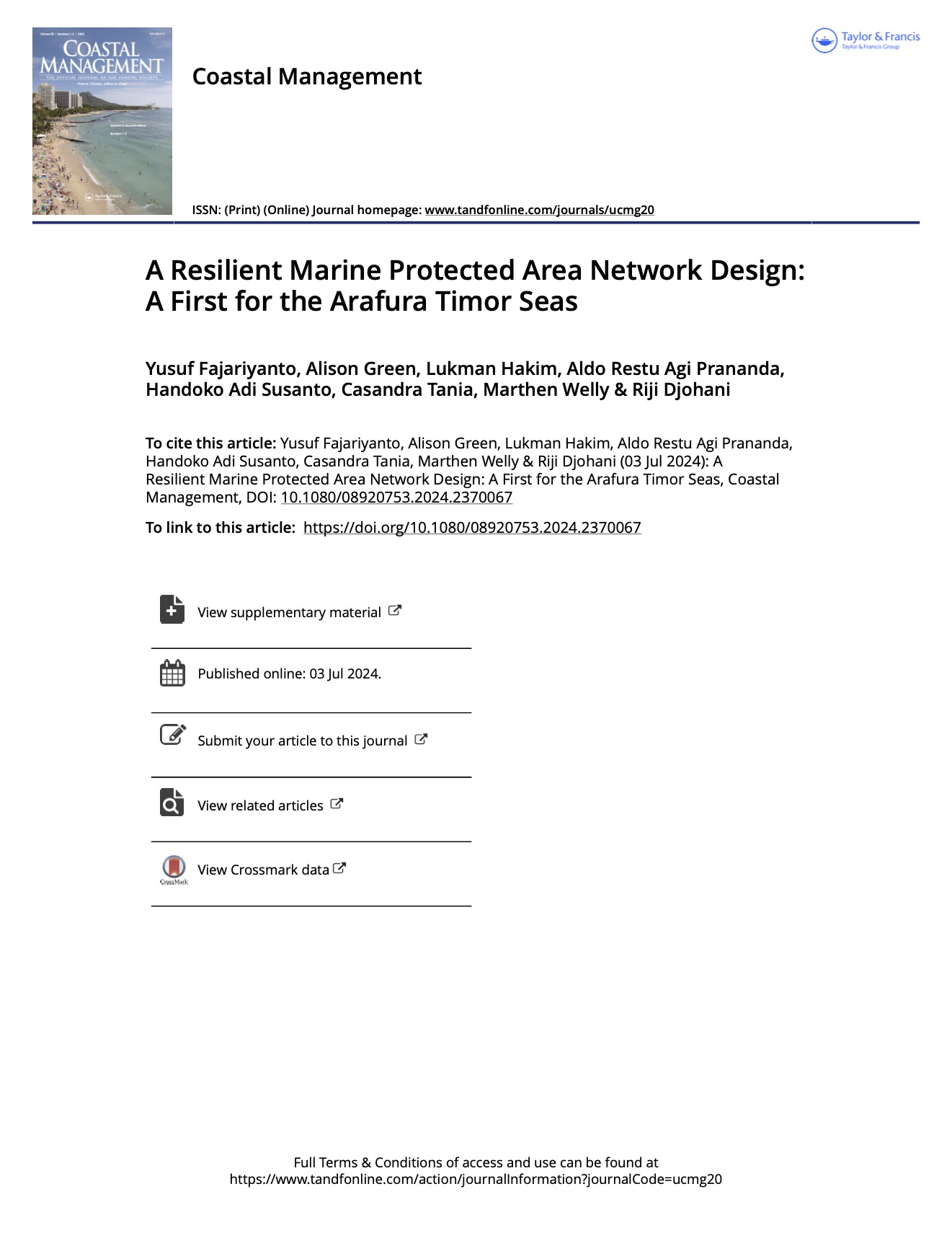 Coastal Management, 2024. doi: 10.1080/08920753.2024.2370067