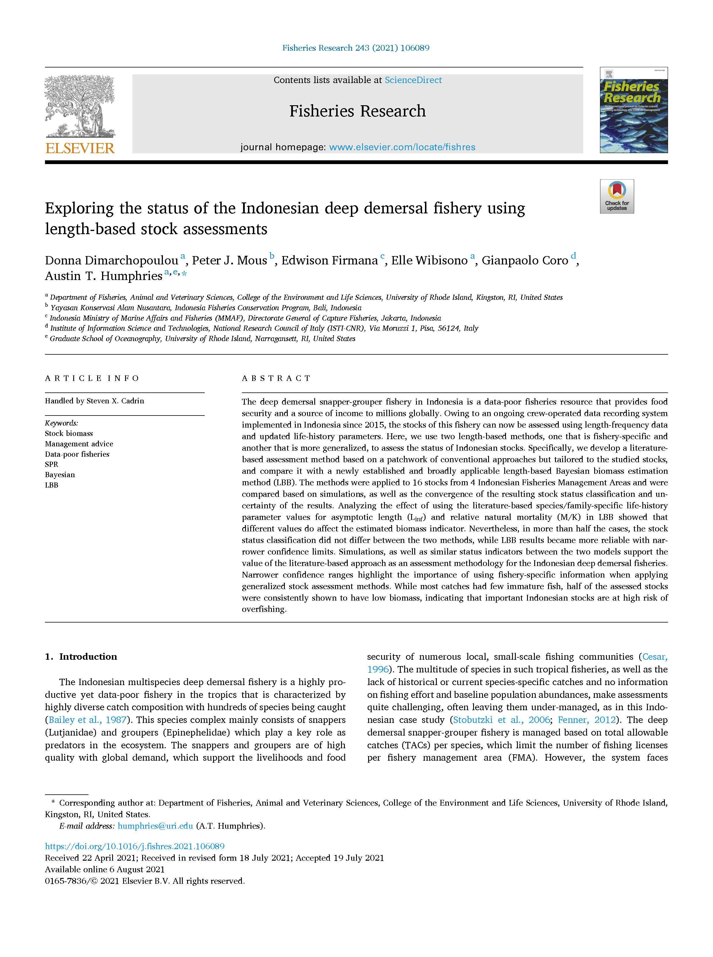 Exploring the status of the Indonesian deep demersal fishery using length-based stock assessments