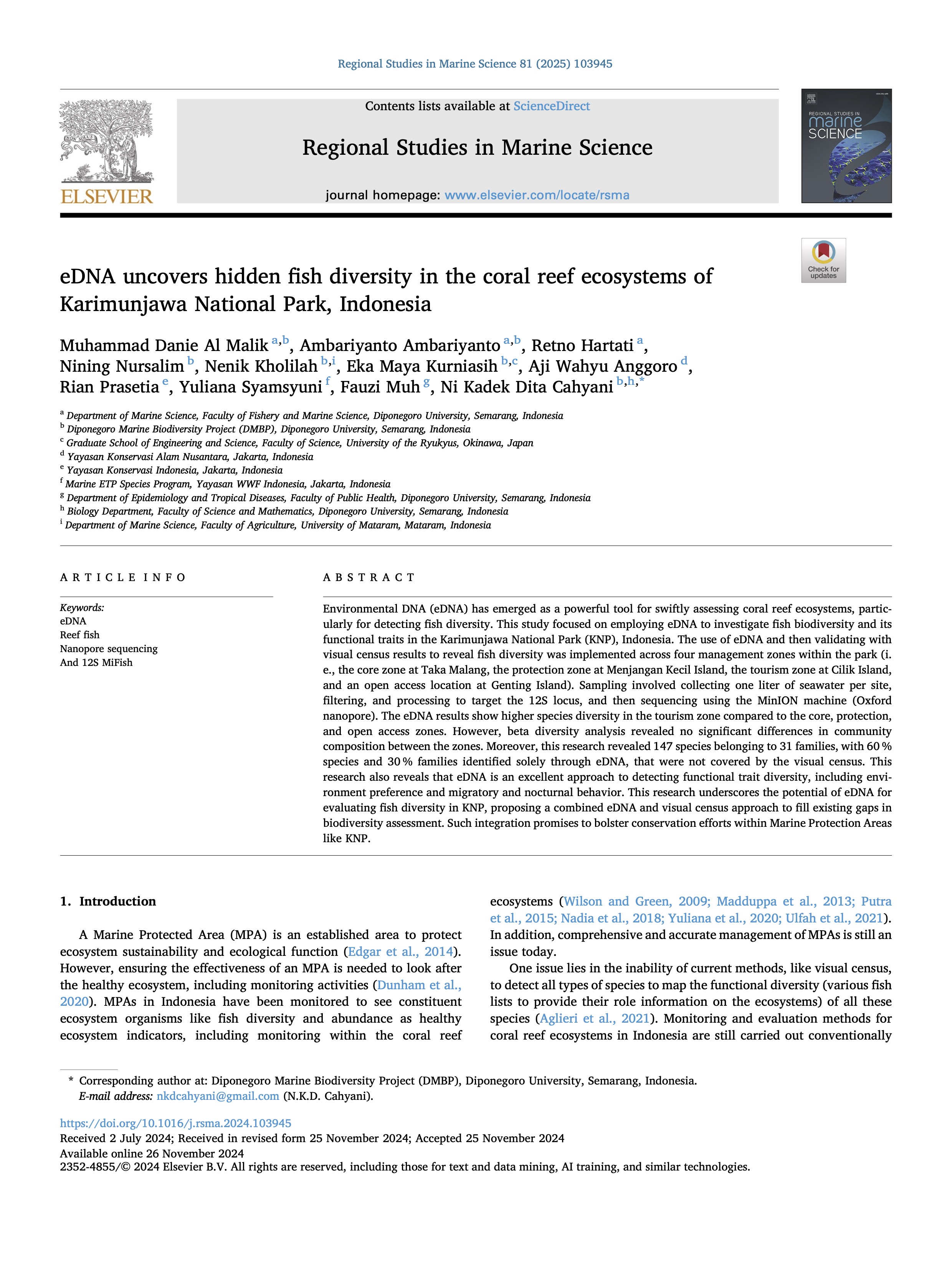 Regional Studies in Marine Science, 81 (2025) 103945. doi:10.1016/j.rsma.2024.103945